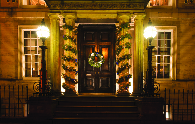 College building at christmas